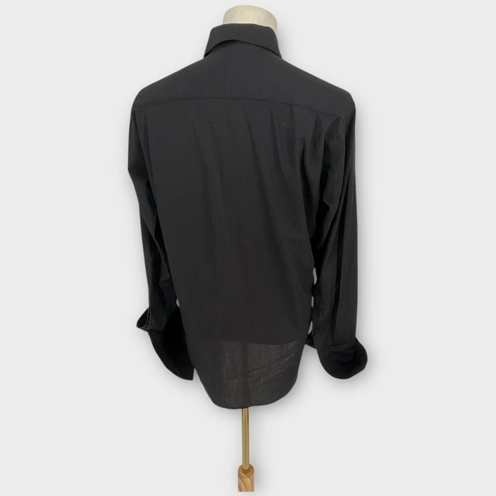 Prime Time Black Long Sleeve Button Down Dress Shirt Men Regular Fit 15.5 34/35 - Picture 4 of 10